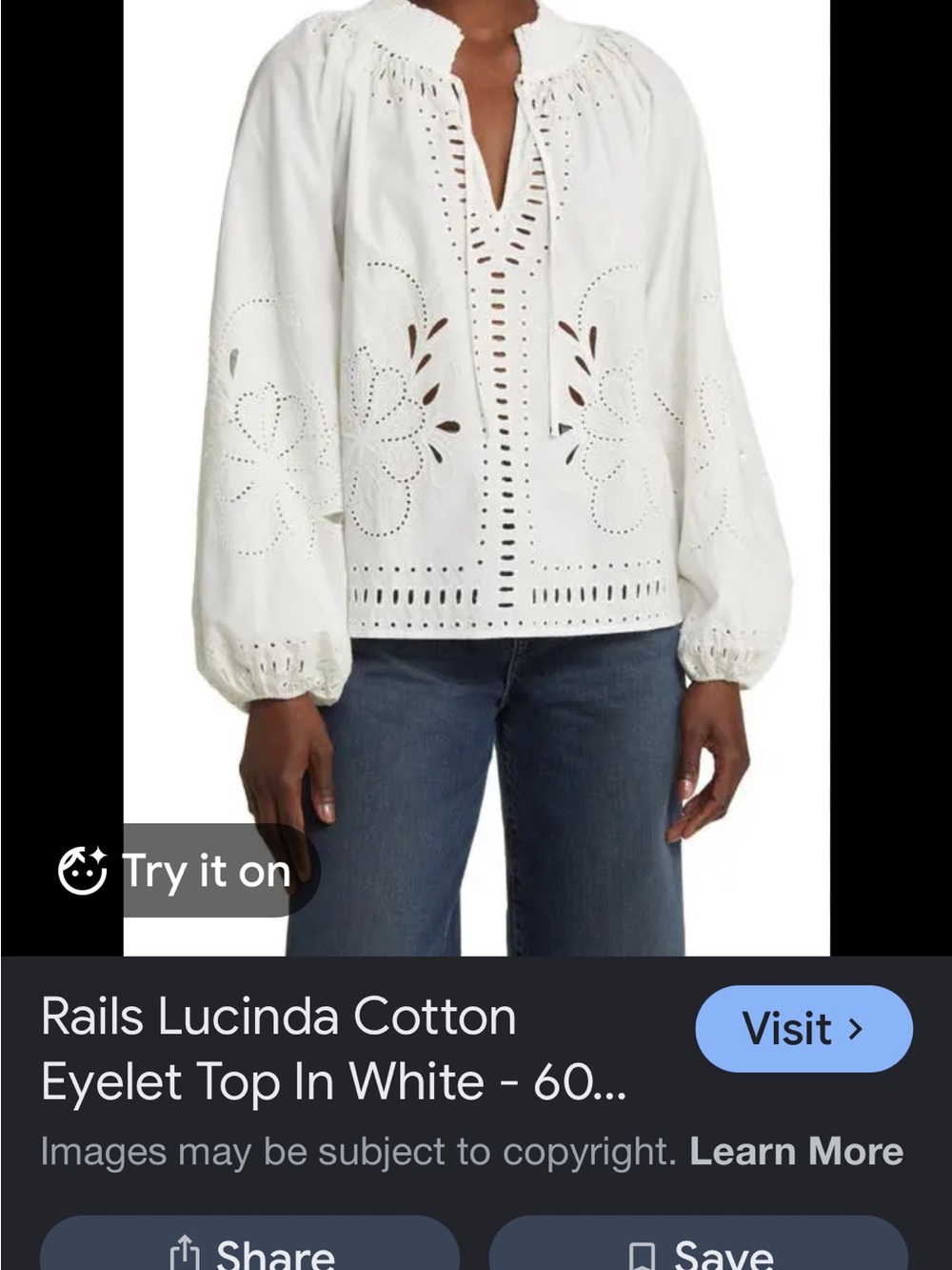 Rails White Lucinda Eyelet Cotton Blouse